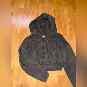 Gray cropped Zip-Up Hoodie